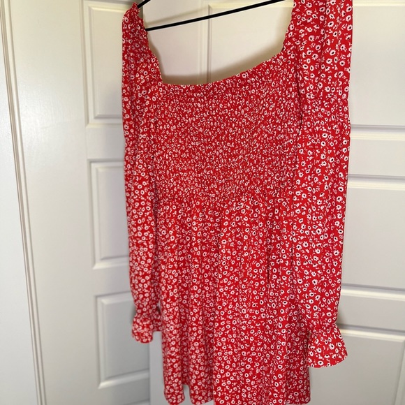 Red H&M Smocked Dress size Large - Picture 2 of 7